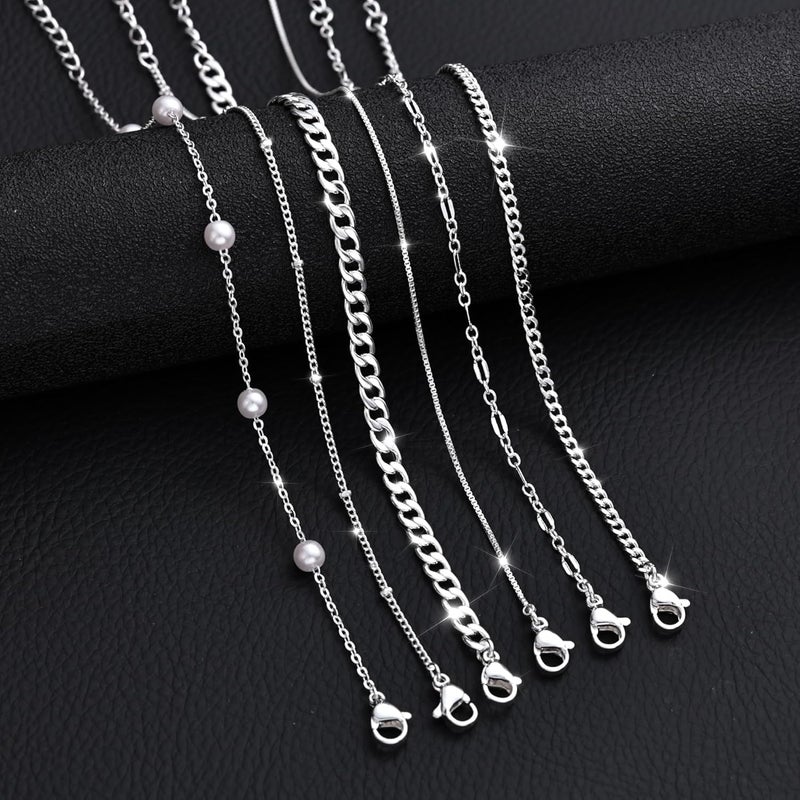 MBW Silver Plated Bracelets for Women, Dainty Silver Bracelets for Women Set Bracelet Stack Waterproof Jewelry for Women Trendy Minimalist Simple Small Thin Bracelet Set for Women Teen Gift - Image 4